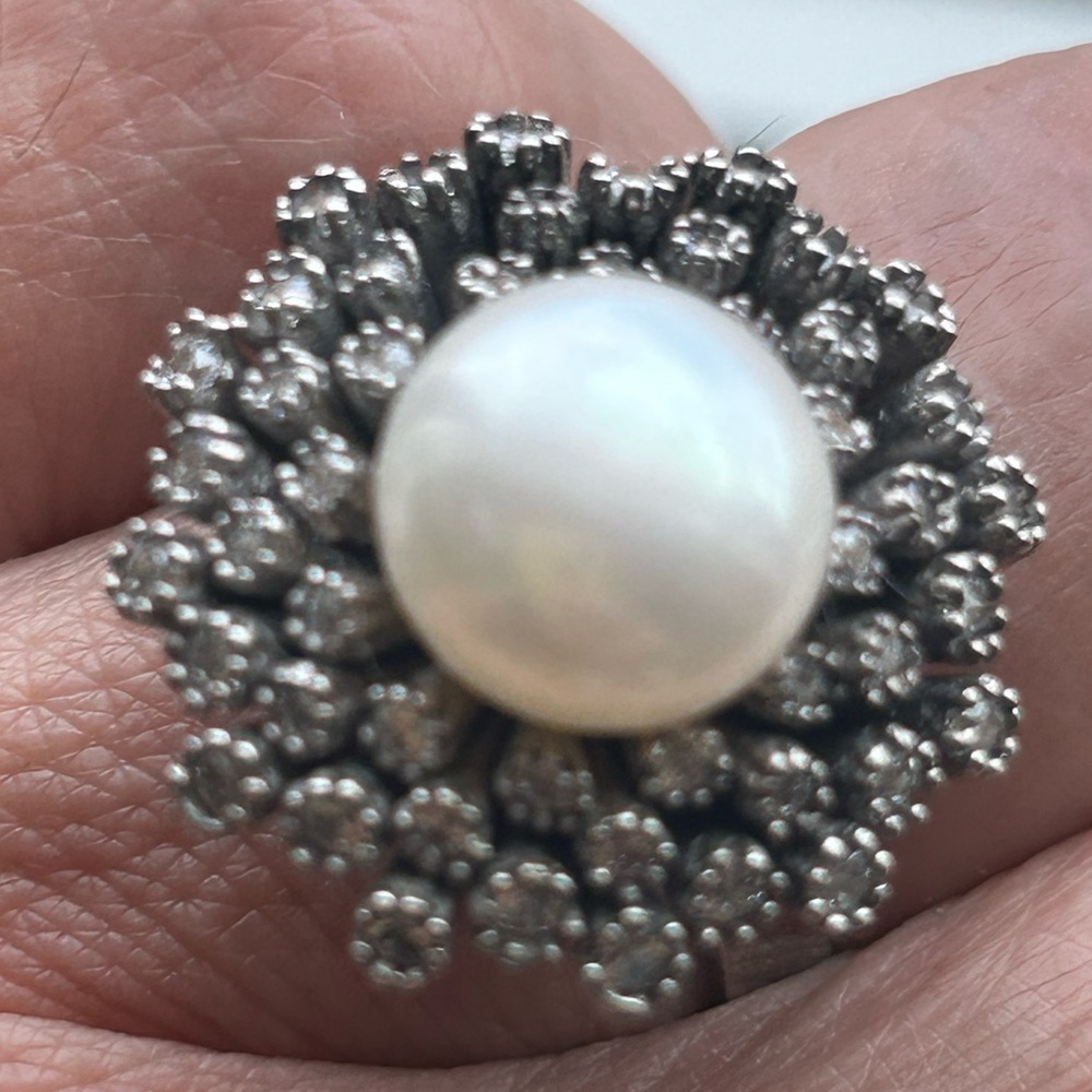 Ring rhodium-plated sterling silver  with zircons new size 7